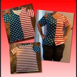 Flag inspired button shirt